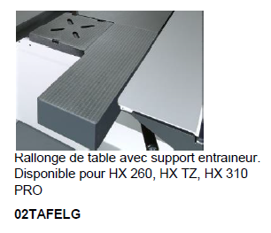 02TAFELG rallonge de table avec support entraineur