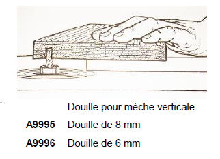 A9995 et A9996 douillet de 8 et 6 mm pour mèche verticale