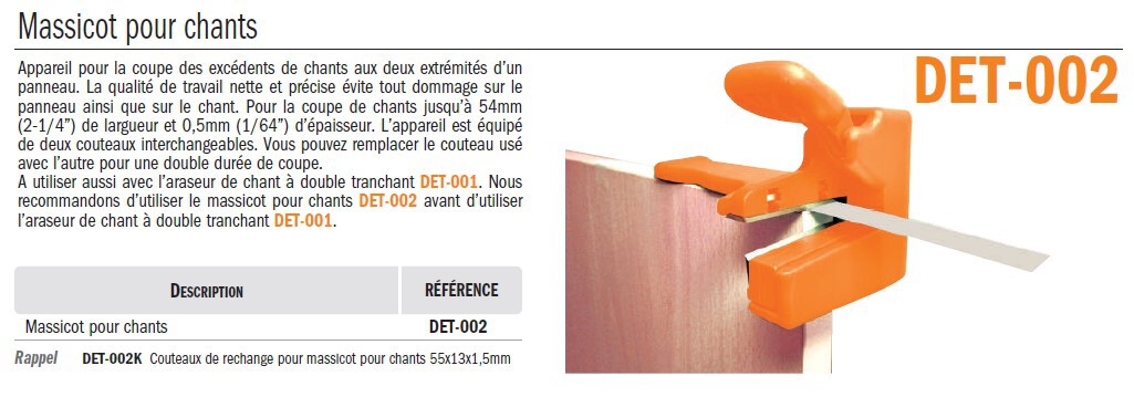 coupe/massicot chants de placage de panneaux