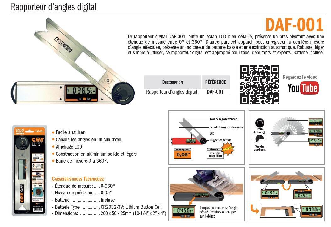 rapporteur/indicateur d'angles digital