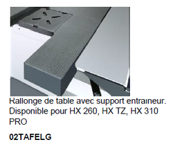 02TAFELG rallonge de table avec support entraineur