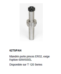 62TSPAN mandrin porte pinces