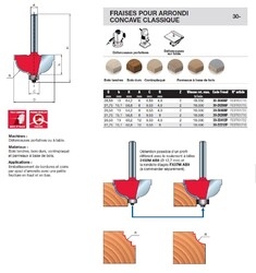 fraise à congés classiques (arrondi concave)