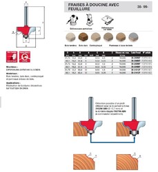 fraise à doucine avec feuillure