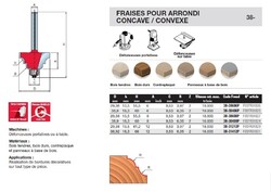 fraise pour arrondi concave/convexe