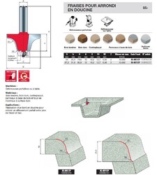 fraise pour arrondi en doucine (pour Corian)