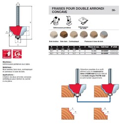 fraise pour double arrondi concave