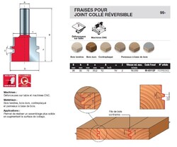 fraise pour joint collé réversible