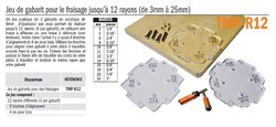 jeu de gabarits pour fraisage jusque 12 rayons de 3 à 25 mm