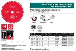 lame pour scie circulaire portative filaire/sans fil (panneaux HPL, surfaces dures)