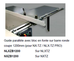 NLXZ et NXZ B1200 guide parallèle avec bloc en fonte sur barre ronde