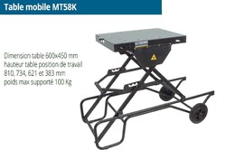 table mobile MT58K pour scies à onglets VIRUTEX